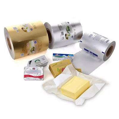 Auf Wunsch Low Temperature Laminated Heat Seal Lack Aluminiumfolie Käse Verpackung Verpackungspapier Margarine Butter Verpackung Film